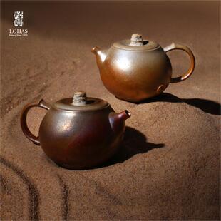 台湾陆宝柴烧茶壶高端泡茶壶陶瓷茶壶高端茶具爆款单品大漠金沙