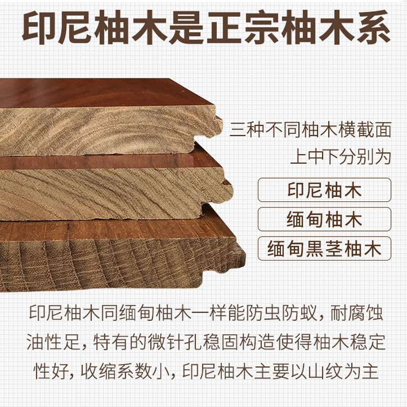 柚木纯实木地板人字拼18mm地暖简约原木风复古胡桃色家用中古风