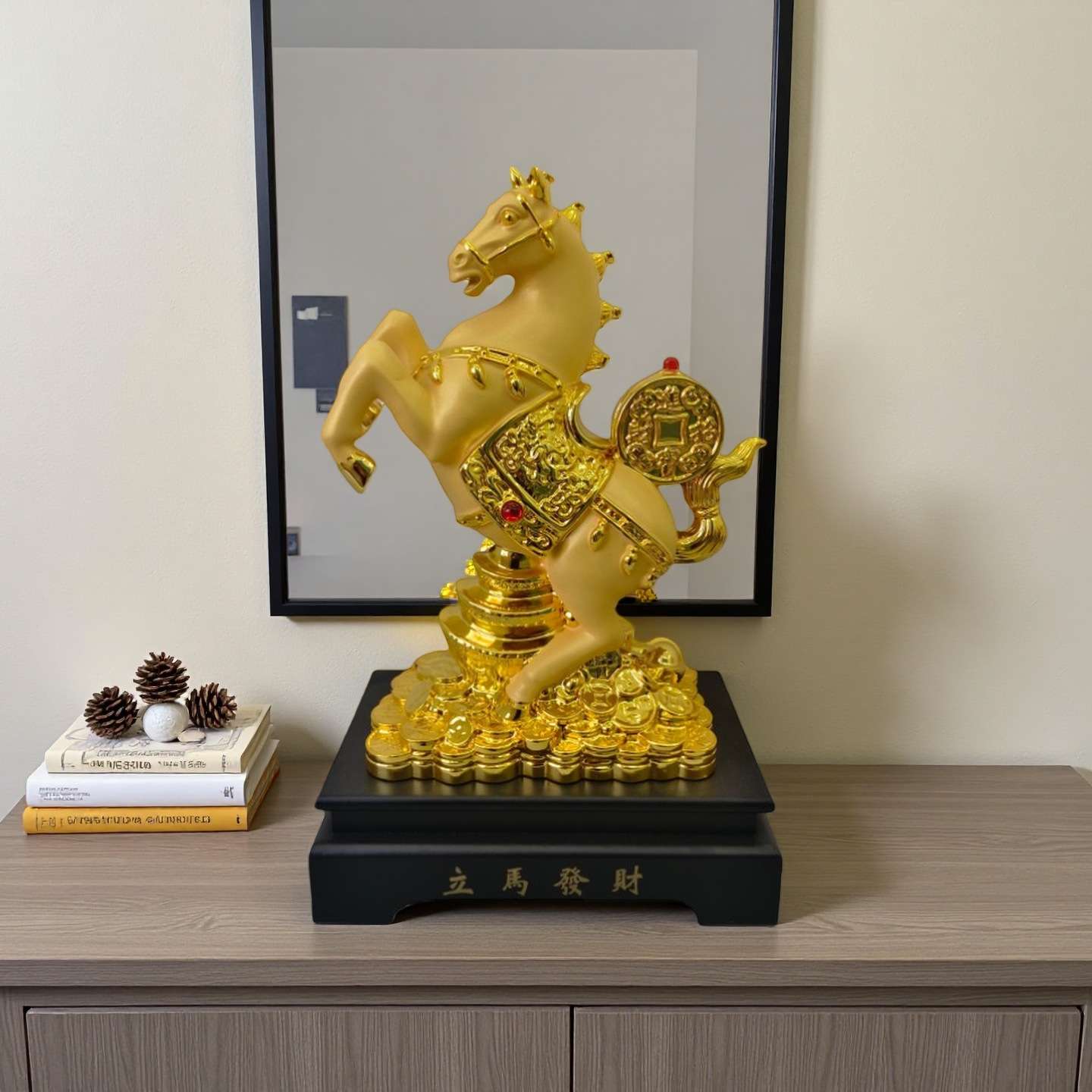 沙金马上发财生肖马摆件树脂工艺品马年家居装饰品立马发财开业礼