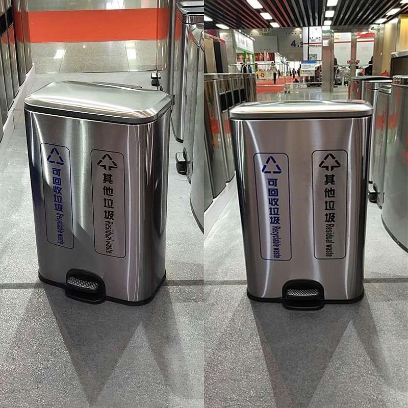 30L不锈钢脚踏分类垃圾桶家用室内办公室双筒酒店户外环卫桶100L