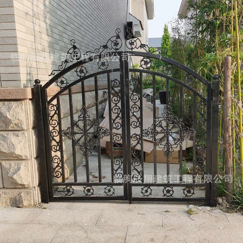 欧式铁艺大门小区别墅对开铁艺门 厂区学校农村庭院铁制大门设计