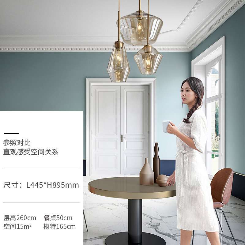 轻奢北欧简约现代玻璃吊灯个性卧室餐厅灯饰吧台灯具灯泡螺口灯口