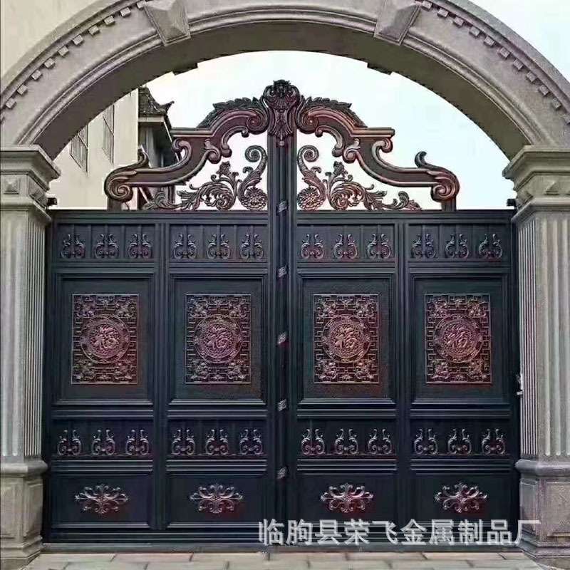 别墅欧式铝艺大门雕花艺术平开农村庭院铝板进户门铝合金门