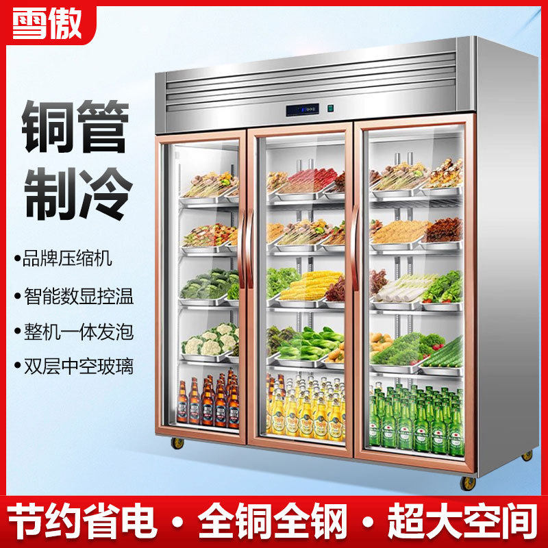 三开门保鲜柜冷藏展示柜冷冻商用冷柜蔬菜串串双三门点菜柜