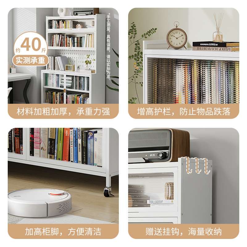 翻门柜家用多功能厨房防尘置物架落地轻奢铁艺可移动餐边柜储物柜