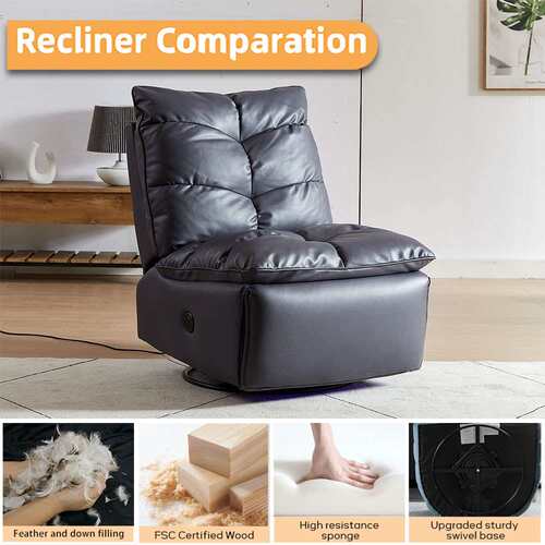 High Quality Leather Manual SwingRotate Single Recliner Sofa