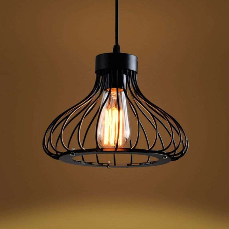 跨境亚马逊复古铁艺工业风餐厅酒吧台创意黑色三头单头铁线吊灯