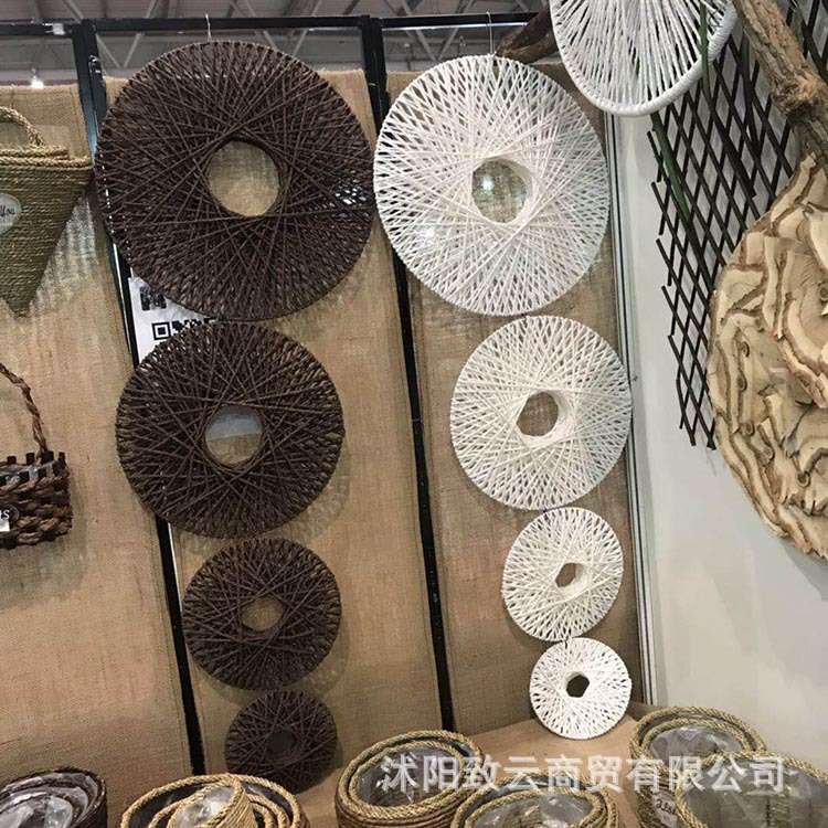 新款手工绳编飞碟四件套 创意婚庆影楼铁艺编织装饰品壁挂道具