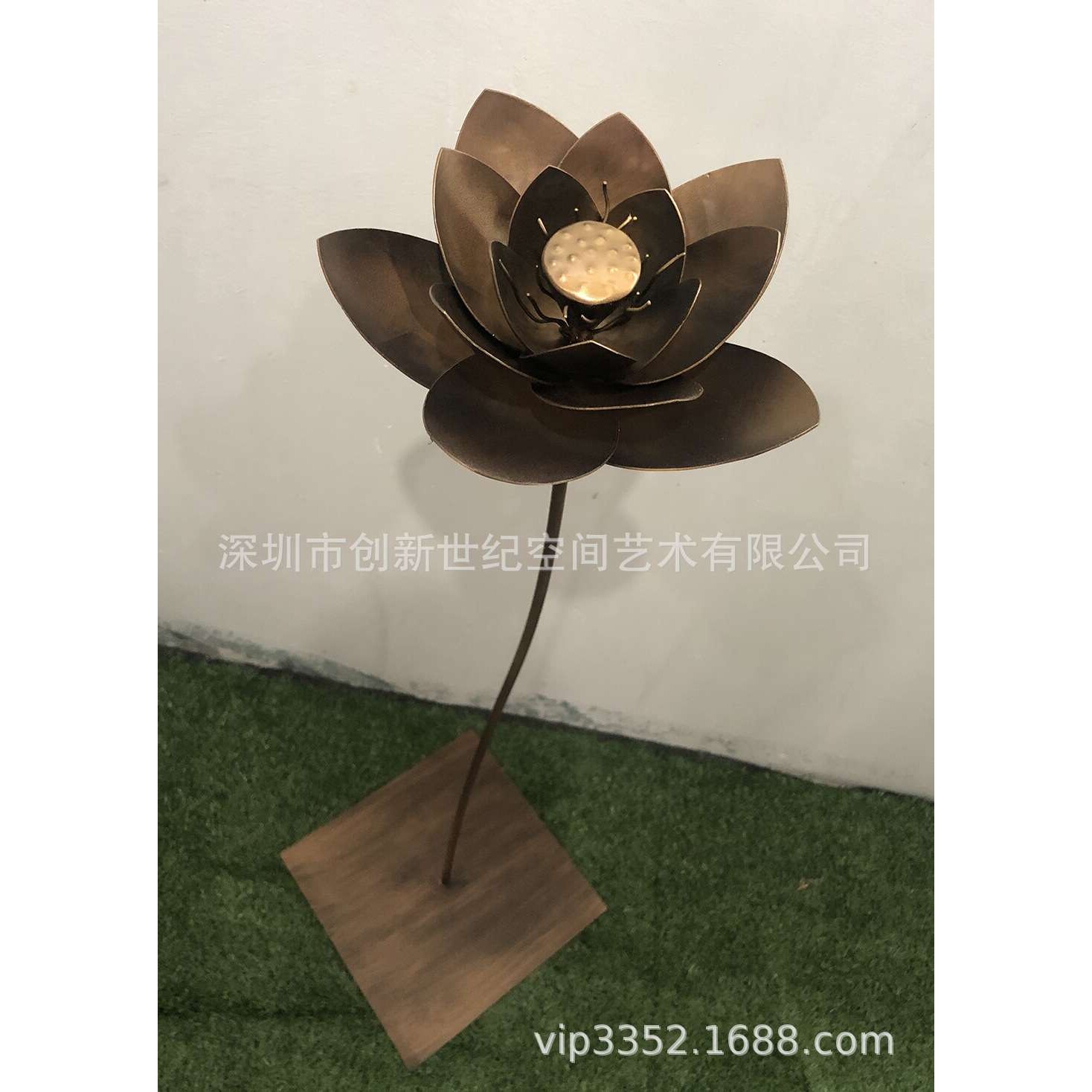 金属荷叶荷花   酒店大堂雕塑摆件 水景雕塑小品全金属镂空