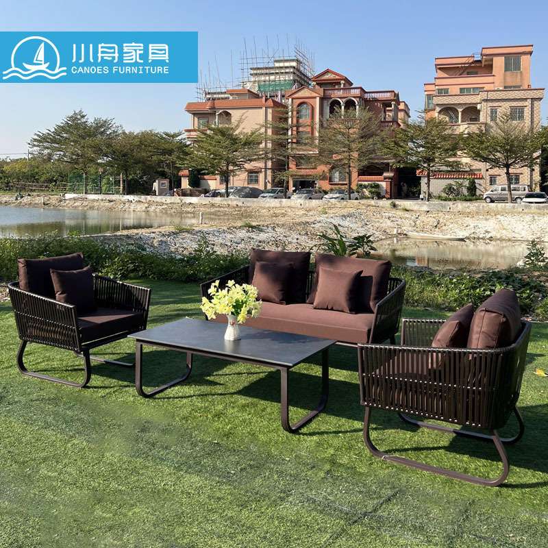 北欧庭院户外防水防晒藤编单人沙发咖啡厅奶茶店休闲洽谈会客桌椅