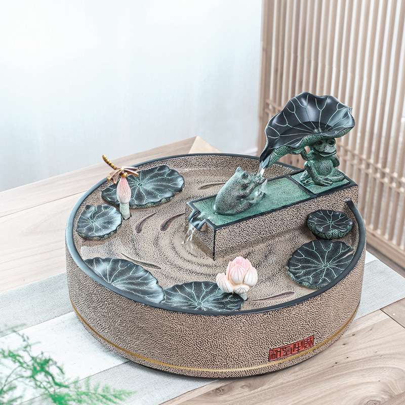 新中式流水喷泉桌面摆件创意客厅玄关办公室开业送礼循环水景摆设