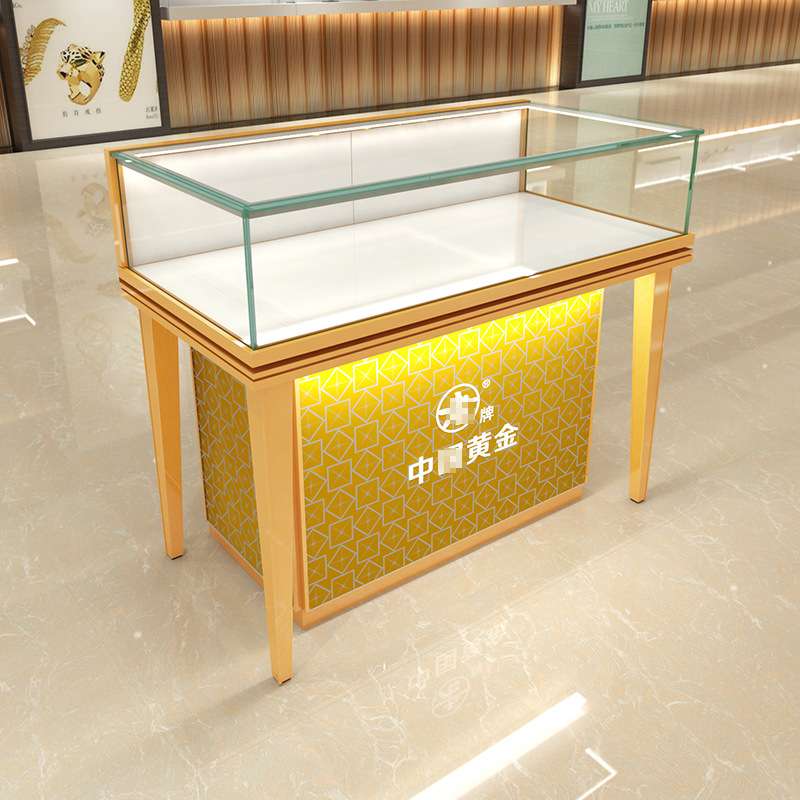 鸿钛新款珠宝展示柜玉器展柜雕刻花纹玻璃柜台现代首饰饰品陈列柜