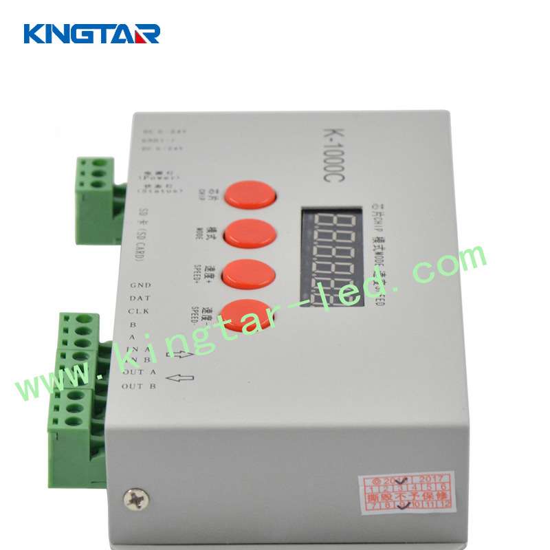 K-1000C带显示屏led灯带穿孔字灯串控制器SPI、DMX512LED控制器