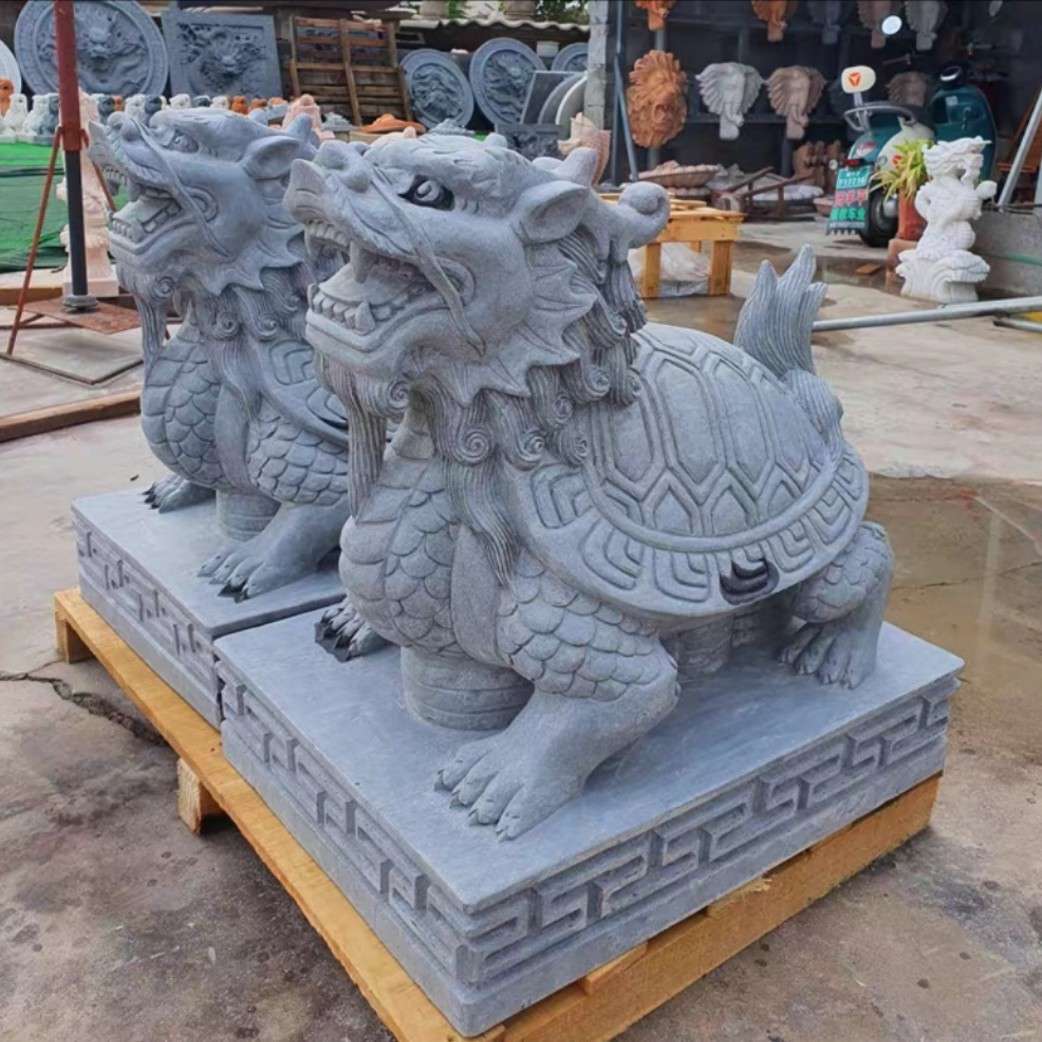 青石龙龟 大理石龙头赑屃石龟庭院青石石雕龙龟摆件现货优惠厂家