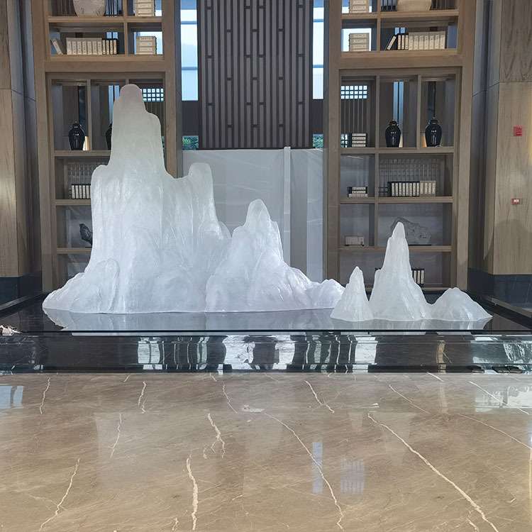 样板房透明树脂假山雕塑售楼处软装家居饰品古风摆件镂空