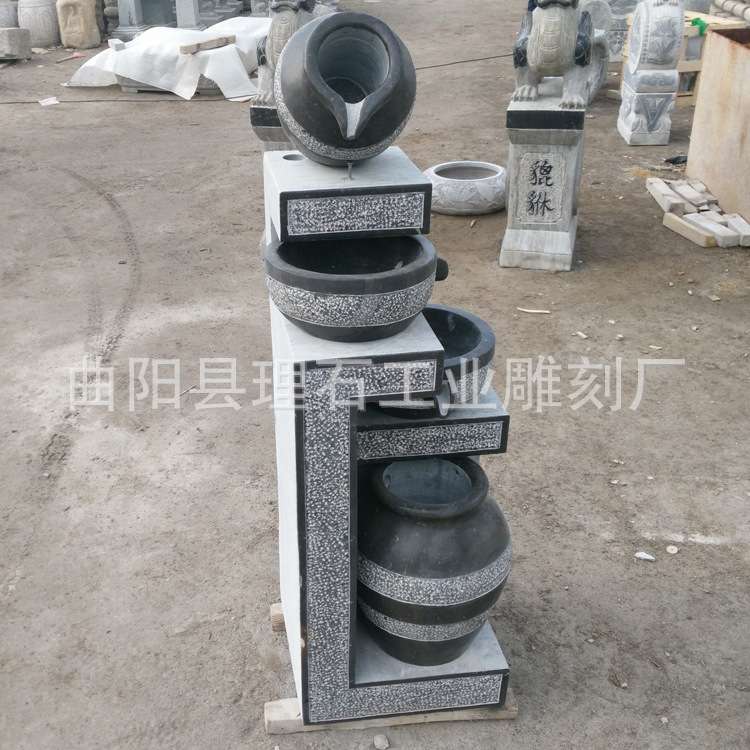 石雕仿古水景大理石做旧流水摆件 青石室内组合流水小品景观装饰