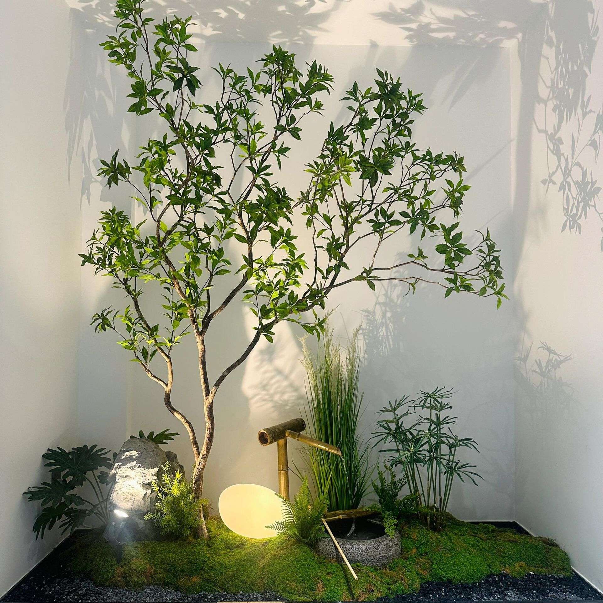 仿真马醉木绿植假树景观组合植物楼梯下造景橱窗大厅室内装饰