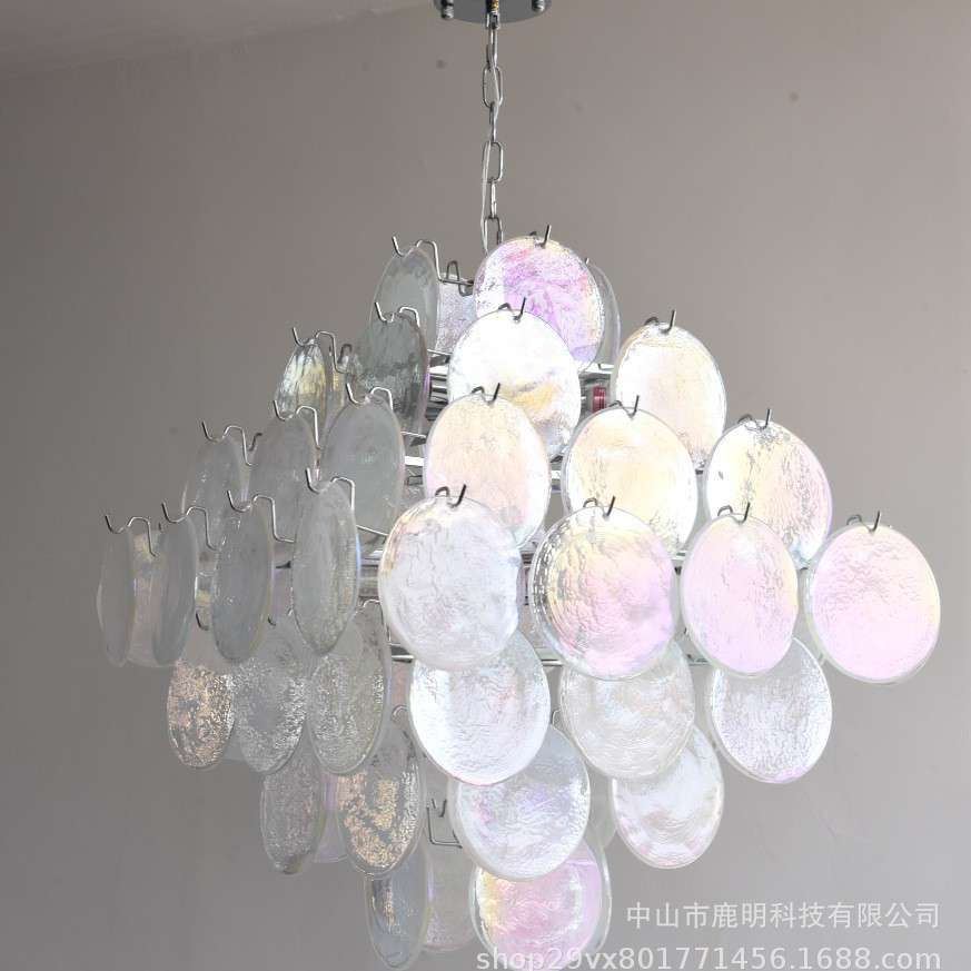 法式轻奢穆拉诺七彩玻璃吊灯美式温馨客厅卧室复式楼过道楼梯吊灯