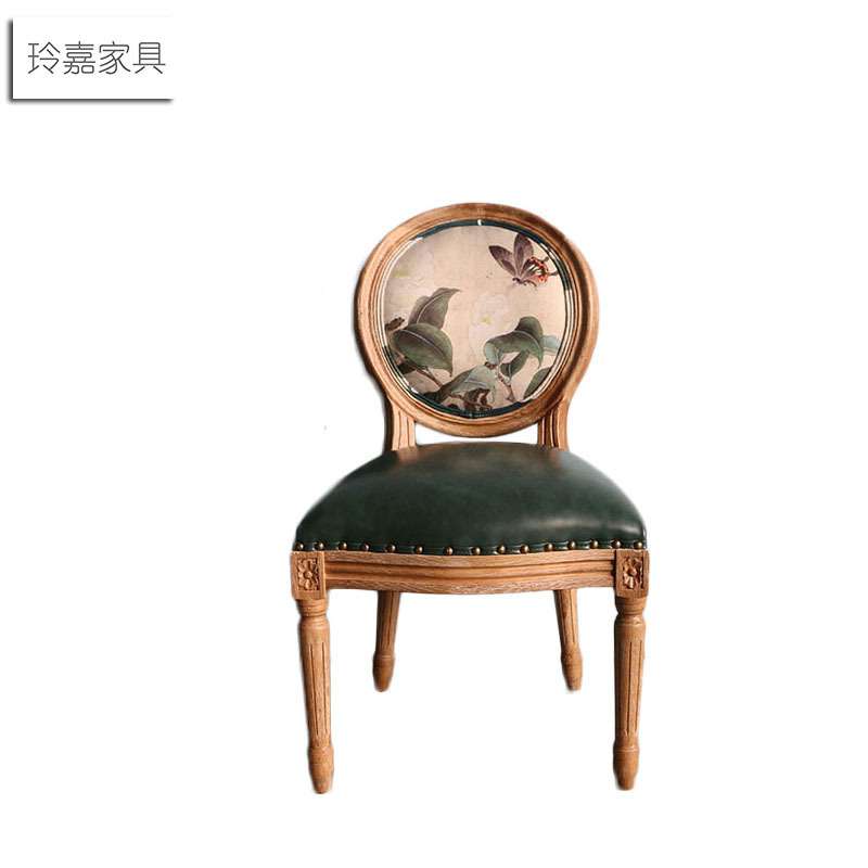 法式复古做旧圆背餐椅 儿童龙门椅 影楼儿童椅 实木椅子