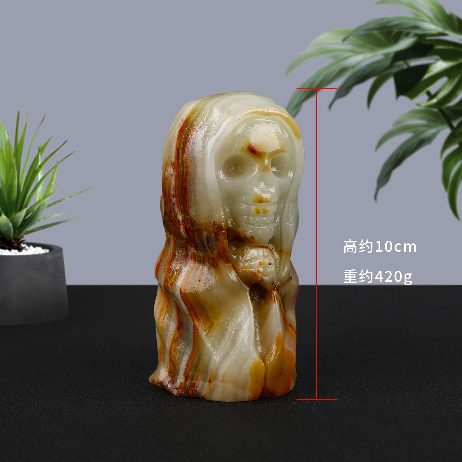 跨境天然水晶万圣节阿富汗玉原石打磨南瓜小幽灵摆件收藏品装
