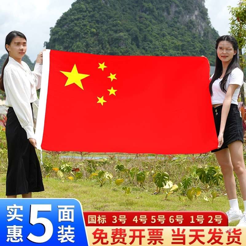 5个标准中国五星红旗123456一号二号三号四号五号六号旗帜手持红