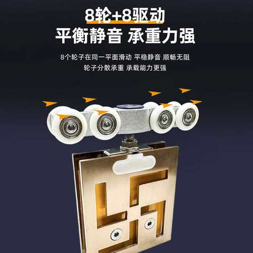 无框玻璃门方形吊轮不锈钢办公室隔断门专用方吊轮吊滑轨静音滚轮