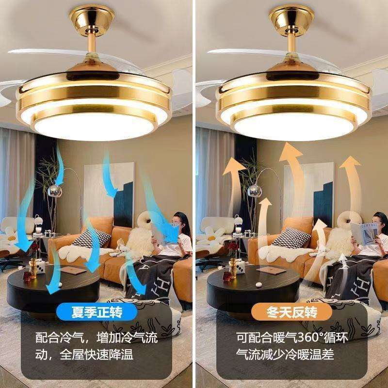 风扇灯客厅隐形北欧吊扇灯餐厅卧室家用简约现代led电风扇吊灯