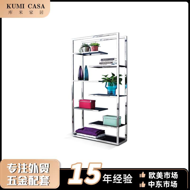简约不锈钢落地陈列架玻璃服装店置物架轻奢酒柜透明展示柜收纳架