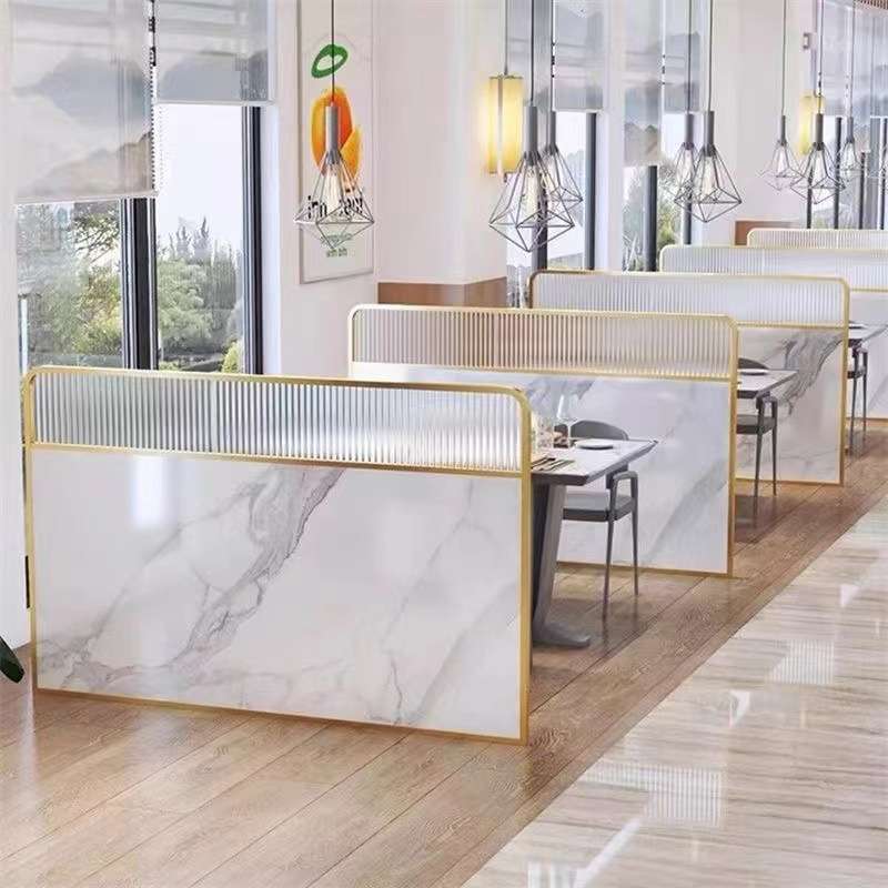 复古怀旧矮隔断卡座餐厅火锅店餐饮饭店半墙围栏过道铁艺玻璃屏风