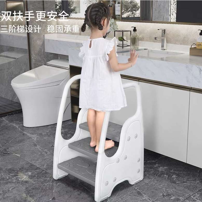 泡泡虎儿童三层加高脚踩凳洗漱台宝宝洗手楼梯卫生间垫脚凳脚踏凳