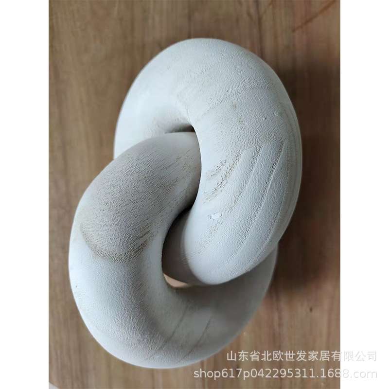 木制工艺品家居装饰桌面摆件二环木结木质链条2环扣木链双环跨境