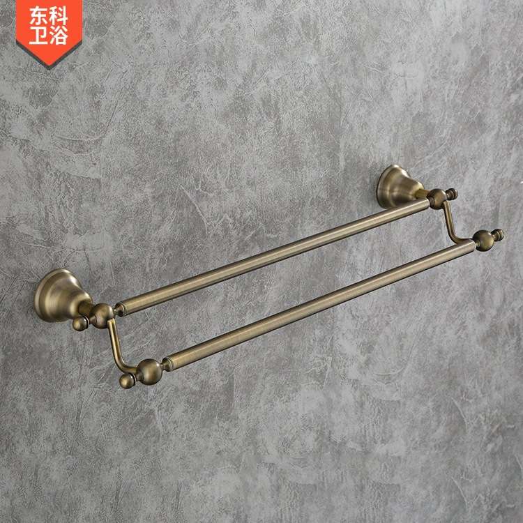 欧式美式 青古铜 双杆毛巾架 欧式仿古铜毛巾挂杆 浴巾架浴室