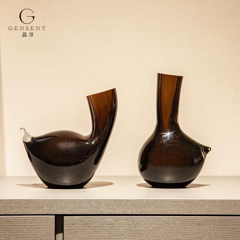 晶淳个性独特造型多功能花瓶摆件首饰收纳展示台手工玻璃艺术创意