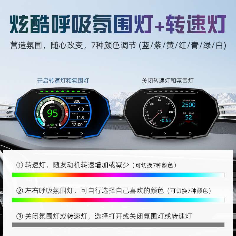 hud车载抬头平视显示器  gps车速仪表 obd液晶触摸按键汽车显示屏