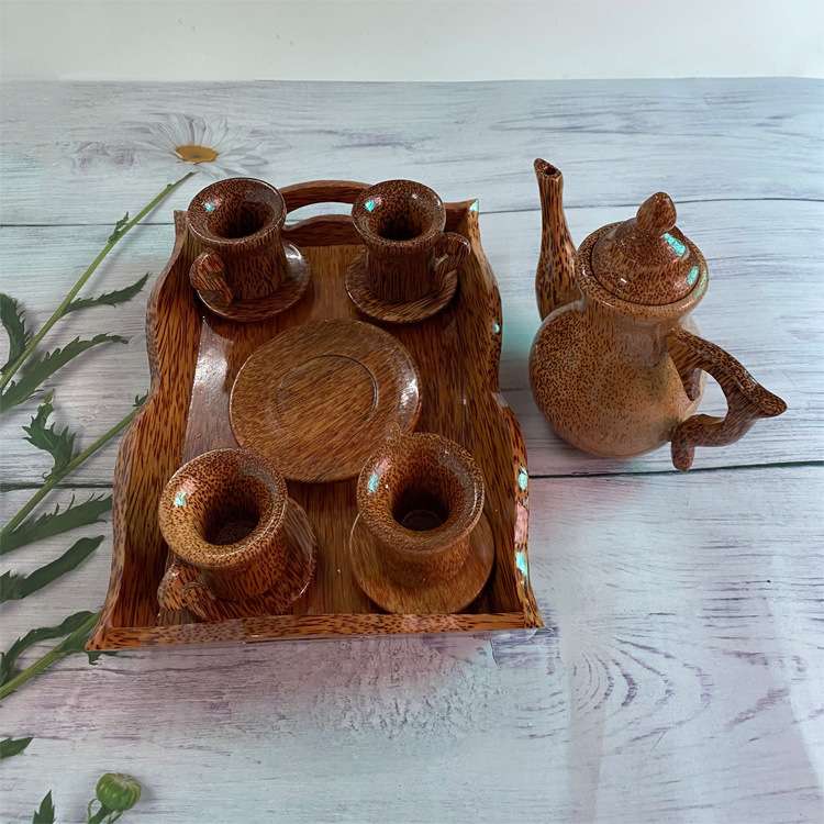 椰子木茶具方形茶杯套装木质酒杯复古装饰摆件椰壳椰树制品