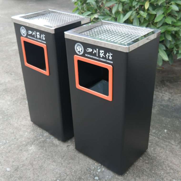 四川农信垃圾桶带盖网格长方形筒银行信用社营业厅收纳商用加厚