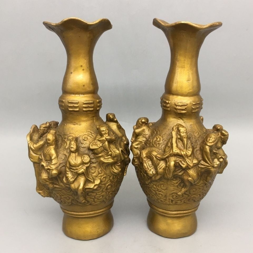 铜器八仙花瓶铜八仙过海家居蜡台摆件工艺品摆件