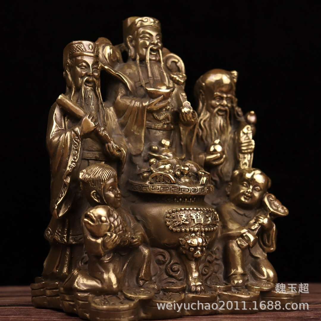 纯铜福禄寿三 星摆件财神像福星禄星寿星纳福增寿家居摆件