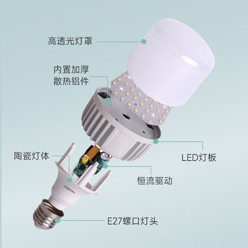 LED摄影直播补光全光谱无频闪高显3500K5000K5500KE27E40螺口灯泡