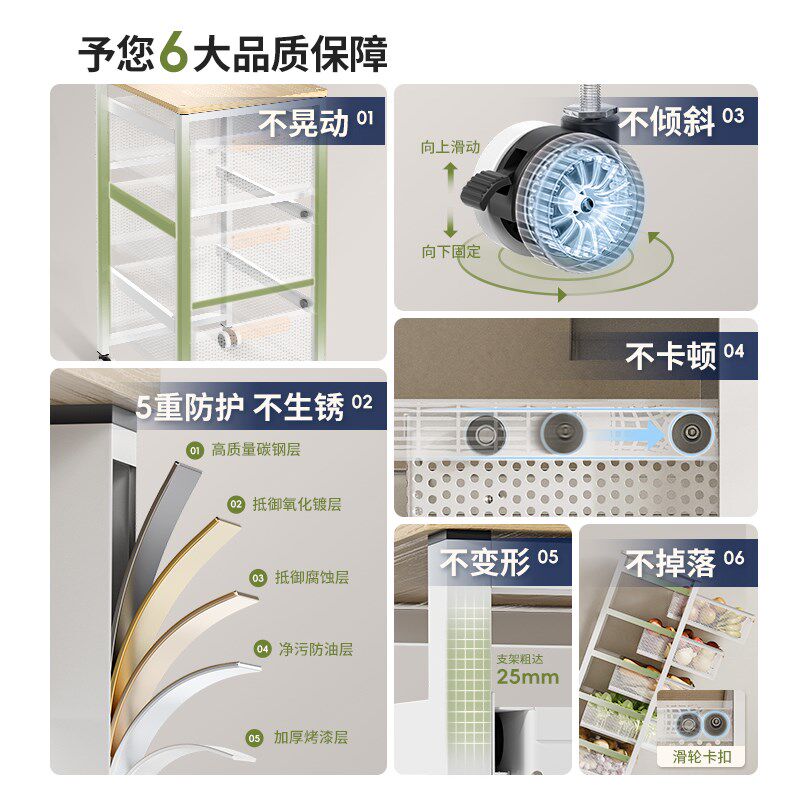 御仕家厨房橱柜下放蔬菜拉篮置物架收纳筐柜内抽屉夹缝落地小推车