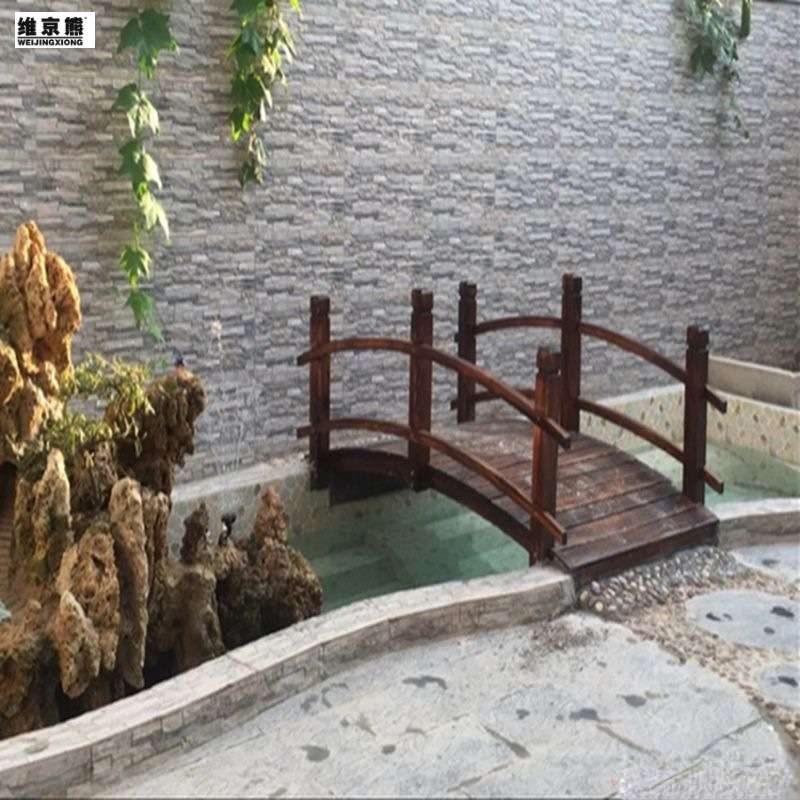 庭园艺实木碳化木桥防腐木桥公园木桥花园小木桥庭院户外小桥拱桥