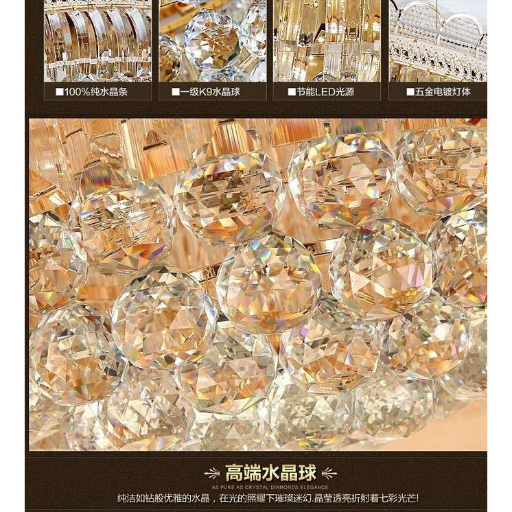 传统金黄色水晶灯欧式圆形客厅吸顶灯酒店工程卧室聚宝盆吸顶灯