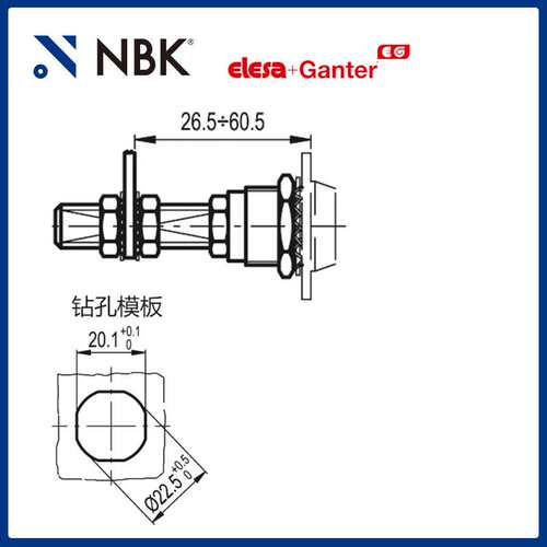 NBK ELESA CSM. 带T形手柄的锁 钥匙操作镀铬 机械零配件厂家直供
