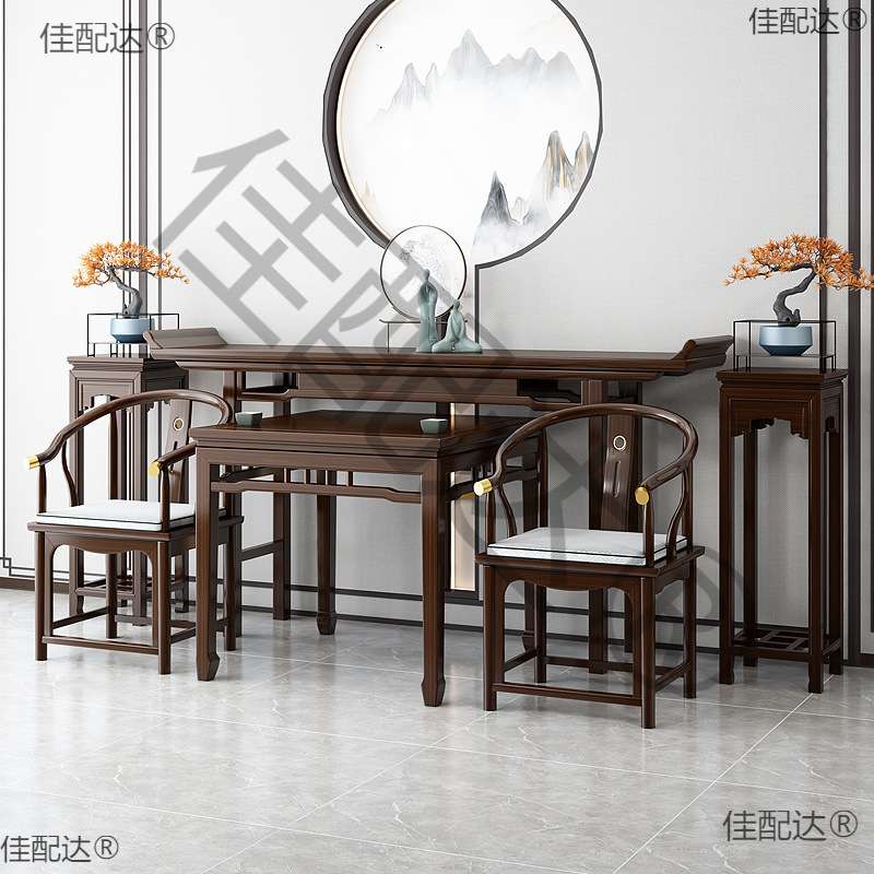 #新中式中堂六件套实木明式条案农村堂屋供奉桌佛台简约翘头桌神