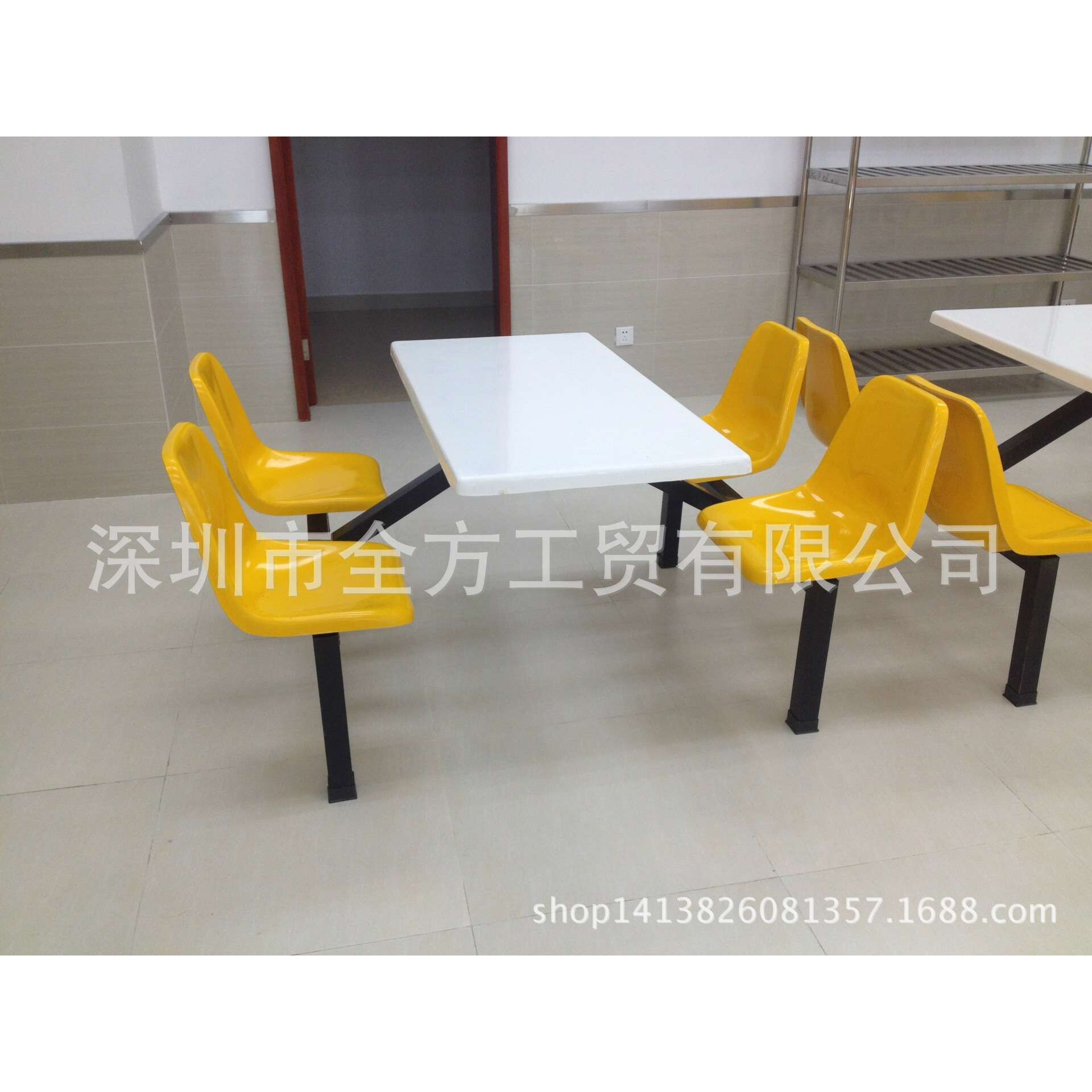 供应高品质快餐餐椅成套肯德麦当餐桌椅 十人座位连体食堂桌椅
