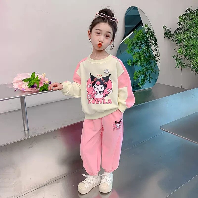 女童春秋卡通卫衣运动套装