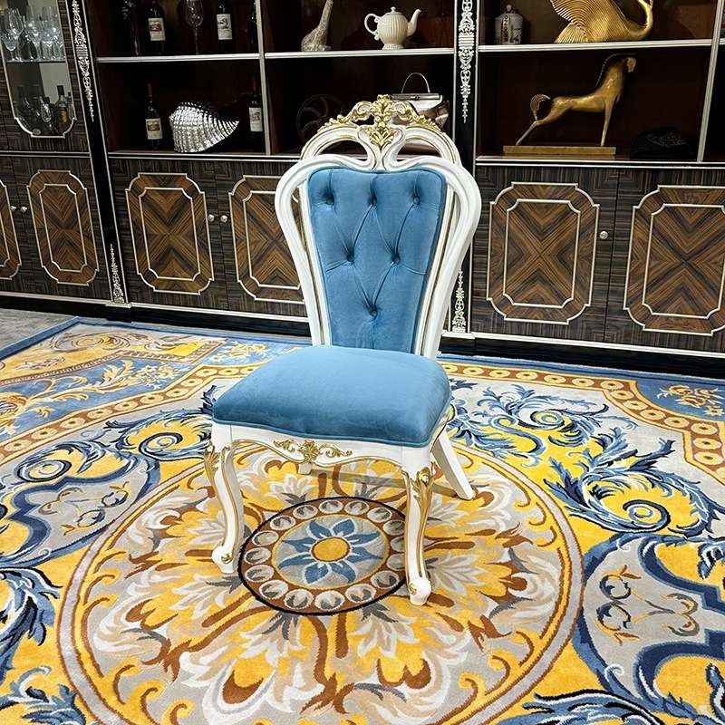 法式餐椅 欧式布艺餐椅 宫廷奢华新古典实木雕花餐厅餐椅