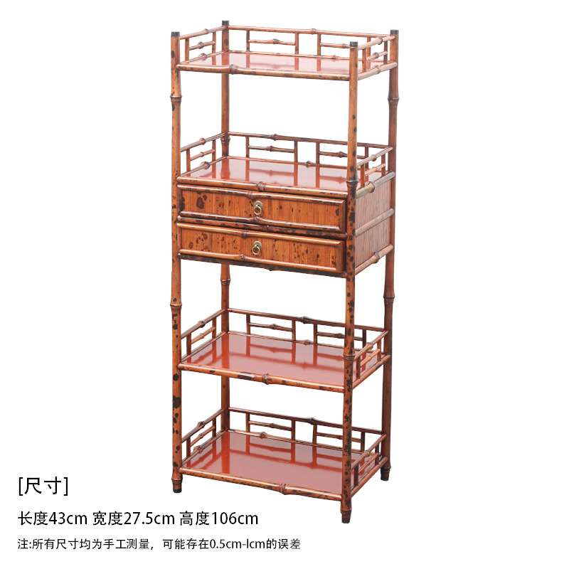 收藏级湘妃竹收纳柜大漆茶柜茶桌展示架禅意竹博古架置物架桌边柜