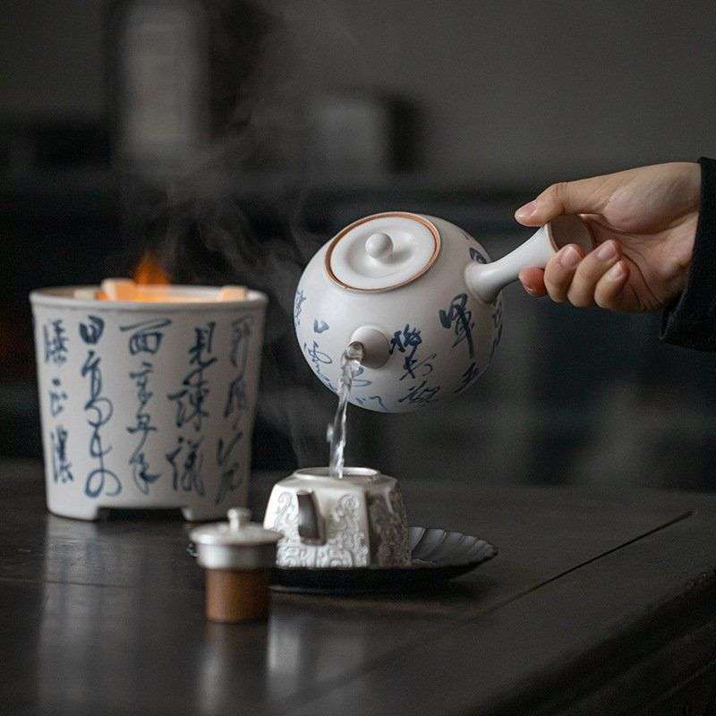 日式陶瓷罐罐茶壶炭炉泡茶壶炉小火炉复古手绘煮茶炉围炉煮茶碳炉