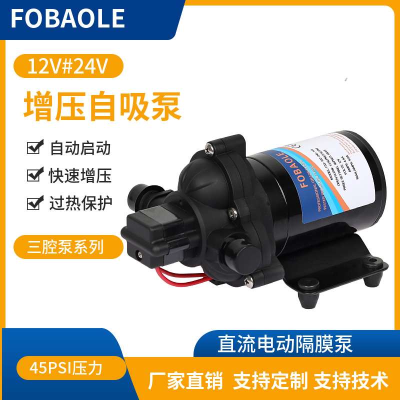 升级款跨境12V直流电动隔膜泵房车24V游艇生活增压供水自吸清水泵